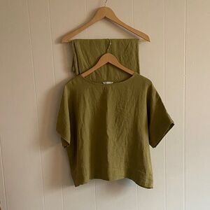 Linenfox Olive Green Two-Piece Set